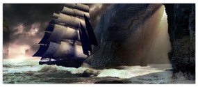 Tablou - Navă printre recife (120x50 cm)