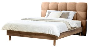 Pat matrimonial roz deschis tapițat cu somieră 160x200 cm Kumo – Bobochic Paris