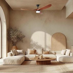 ZEVENTI - Ventilator de tavan LED GINOSA LED/18W/230V Wi-Fi Tuya negru/stejar + telecomandă