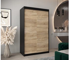 Dulap de haine 120 cm Toki (negru mat + stejar sonoma). 1064810