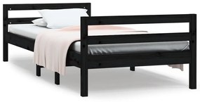 821638 vidaXL Cadru de pat, negru, 90x190 cm, lemn masiv de pin