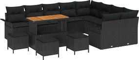 vidaXL Set de canapele pentru grădină cu pernă cu pernă 13 pcs Negru