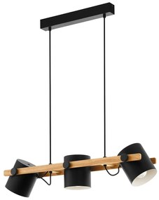 Lustră neagră/în culoare naturală cu abajur din metal HORNWOOD – EGLO