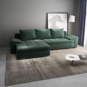 Colțar extensibil dumonde cu ladă de depozitare si sezut confortabil din spuma high-density, Leonardo Ambience Verde 260x185 cm
