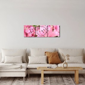 Tablou - Liliac roz (cu ceas) (90x30 cm)