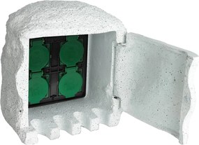 vidaXL Priză de grădină cu 4 intrări impermeabilă Rășină Albă