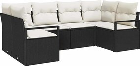 vidaXL Set de canapea cu pernă 6 pcs Negru poliratan