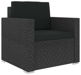 Set mobilier de gradina cu perne, 11 piese, negru, poliratan Negru, 11