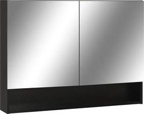 vidaXL Dulap de baie cu oglindă și LED-uri, negru, 80x15x60 cm, MDF