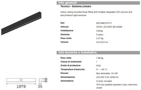 Lustra liniara cu lumina directa si indirecta STEEL Accent Black 4000K