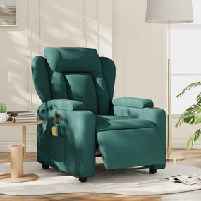 vidaXL Fotoliu electric de masaj rabatabil, verde închis, textil