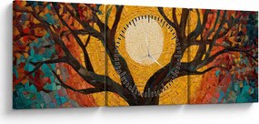 Tablou - Soarele în coroana arborelui vieții (cu ceas) (90x30 cm)