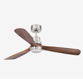 Lustra cu Ventilator si telecomanda LANTAU L LED nickel/ lemn maro