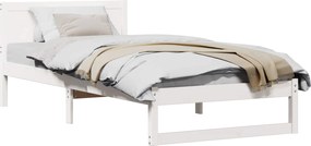 vidaXL Cadru de pat cu headboard Alb 80 x 200 cm Lemn de pin masiv