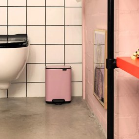 Cos de gunoi Brabantia Bo Pedal 1010445, 7 l, Inchidere lenta, Baza cauciucata, Roz