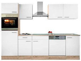 Mobilă de bucătărie Yorki 280 cu corp din stejar Sonoma și față alb satinat