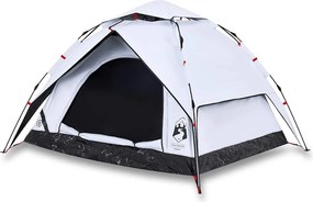 vidaXL Cort de camping 3 persoane, alb opac, setare rapidă, țesătură