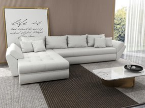 Colțar extensibil dumonde cu ladă de depozitare si sezut confortabil din spuma high-density, Loana XL Euphoria Ivory 335x185 cm
