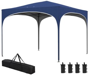Outsunny Pavilion pliabil, reglabil în înălțime, Stâlpi metalici, acoperiș rezistent, inclusiv geantă de transport, 2,95 x 2,95 x 2,55m, Albastru închis | Aosom Romania