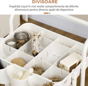 HOMCOM Cărucior de Bucătărie Multifuncțional cu 3 Nivele, Coșuri și Cârlige Detașabile, 42x38x86.5 cm, Negru | Aosom Romania