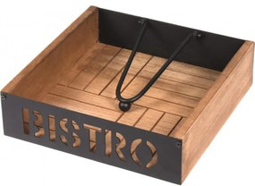 Suport servetele Model Bistro, metal, lemn, 18 x 18 x 5 cm