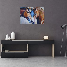 Tablou pe sticlă - Caii îndrăgostiți (70x50 cm)