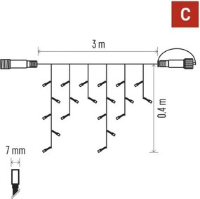 Ghirlandă LED pentru exterior 50xLED/3x0,4m IP44 alb rece