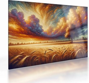 Tablou pe sticlă – Arbore pe câmp (70x50 cm)