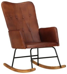 339680 vidaXL Scaun balansoar, maro, piele naturală