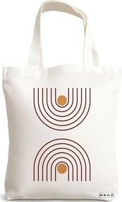Sacosa de Panza pentru Cumparaturi, Geanta Tote, model Sunshine Arches, 38x34.5 cm, Alba, BEKZ®