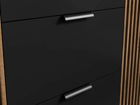 Comoda MEORATI 150x40 cm, neagra/dub artisan