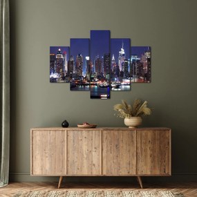 Tablou - Zgârie-nori din New York iluminate (150x105 cm)