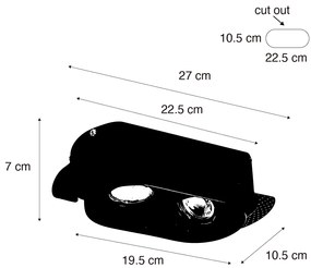 Set de 6 spoturi încastrate rotunjite albe GU10 70mm cu 2 lumini - Hubs