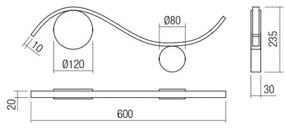 Aplică LED WAVE LED/9W/230V alamă Redo 01-3109