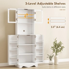 HOMCOM Mobilă de Depozitare pentru Bucătărie cu 2 Dulapuri și 8 Rafturi, din Lemn și Acrilic, 60x39.5x179.6 cm, Alb | Aosom Romania