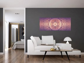 Tablou - Mandala pe gradient violet (120x50 cm)