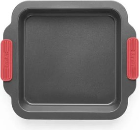 Tava de copt Lekue 1009437, 20x20 cm, Acoperire ceramica antiaderentă, Otel carbon, +4°C / +240°C, Negru/rosu