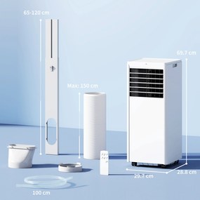 HOMCOM Aparat de Aer Condiționat Portabil 7000 BTU, Unitate 4-în-1 cu Răcire, Dezumidificator, Ventilator, Mod Noapte | Aosom Romania
