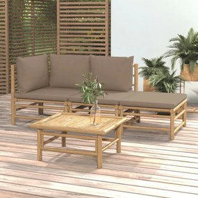 3155112 vidaXL Set mobilier de grădină cu perne gri taupe, 4 piese, bambus