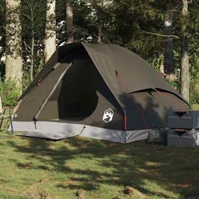 vidaXL Cort de camping cupolă pentru 2 persoane, maro, impermeabil