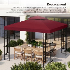 Outsunny Acoperiș pentru Foișor de Grădină Anti-UV din Poliester, 3x3m, Roșu | Aosom Romania