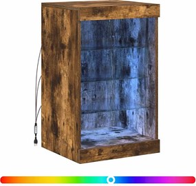 vidaXL Servantă cu lumini LED, stejar fumuriu, 41x37x67 cm