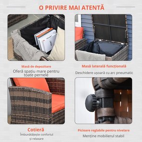 Outsunny Set Mobilier de Grădină 6 Piese, Ratan Maro, Confortabil pentru 7 Persoane, Ideal pentru Petreceri în Aer Liber | Aosom Romania