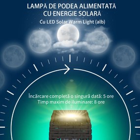 Outsunny Lampă Solară de Grădină cu Iluminare LED și Aprindere Automată, 20x20x68 cm, Gri | Aosom Romania