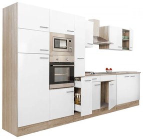 Mobilă de bucătărie Yorki 360, corp din stejar Sonoma, cu față alb satinat