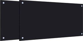 vidaXL Panou antistropi bucătărie 2 buc. negru 80x40cm sticlă securiz.