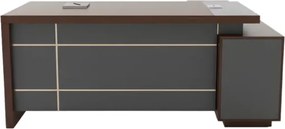 Birou managerial SMART HEATER cadru melaminat și panou frontal maro/gri