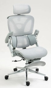 RESIGILAT- METACHAIR DORO Scaun ergonomic, cotiere 6D, suport lombar dinamic, spătar reglabil înălțime, tetieră 2D, suport picioare, mecanism multifunctional inclinare/blocare, pivotant, Mesh, Gri