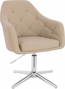 HR831CROSS Scaun Crem Piele Ecologica Premium Soft cu Bază Cromata