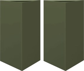 vidaXL Jardiniere grădină, 2 buc., verde, 50x43x75 cm, oțel, triunghi